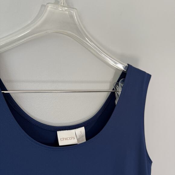 Chico’s Layering Tank Top 3 US XL/16 Navy Blue Gold Shimmer Silver Metallic New - Picture 4 of 7